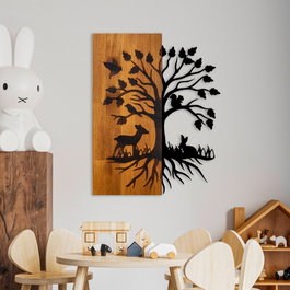 Wallity Nature Accesorio Decorativo de Pared de Madera y Metal Nogal y Negro